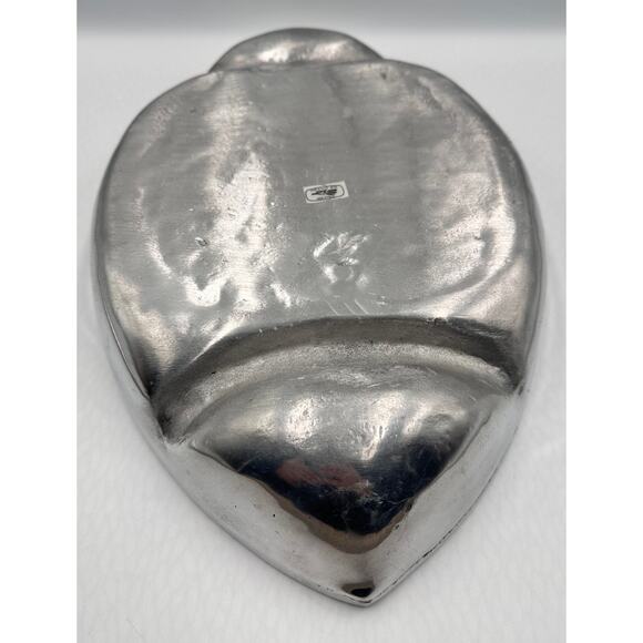 Vintage Handcrafted Polished Pewter Football Chip & Dip Serving Platter Tray - Picture 7 of 7